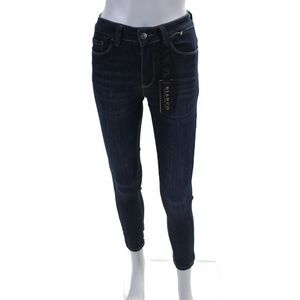 Bianco Womens Medium Wash Denim Button Zip Skinny Jeans Blue Size EUR 25